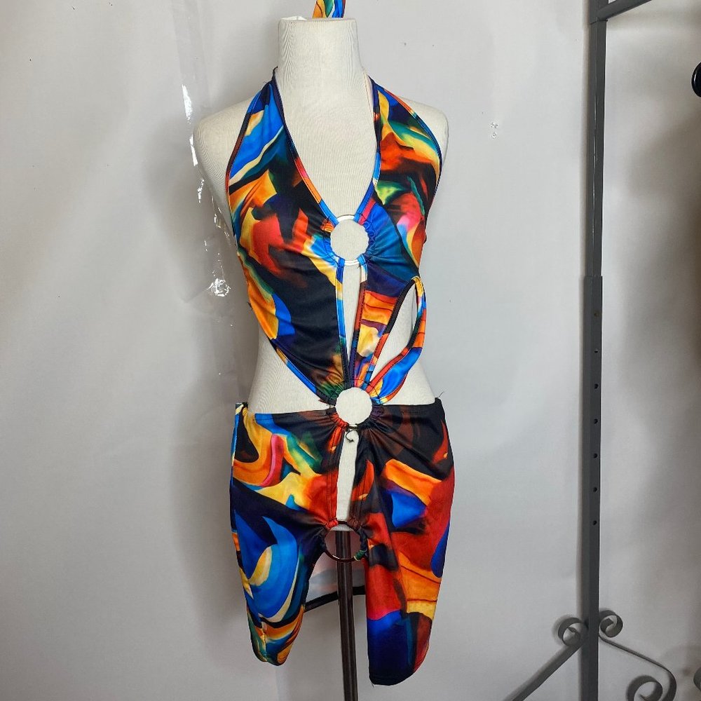 ABSTRACT CUTOUT CLUB DRESS